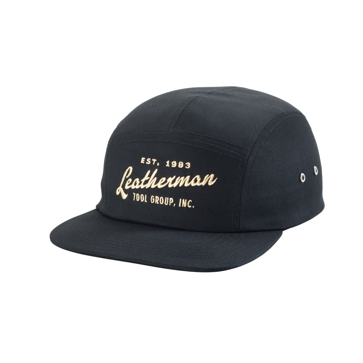 Translation missing: nl.Leatherman vintage 5-panel hat with showcasing 'Leatherman' in cursive font. Established 1983