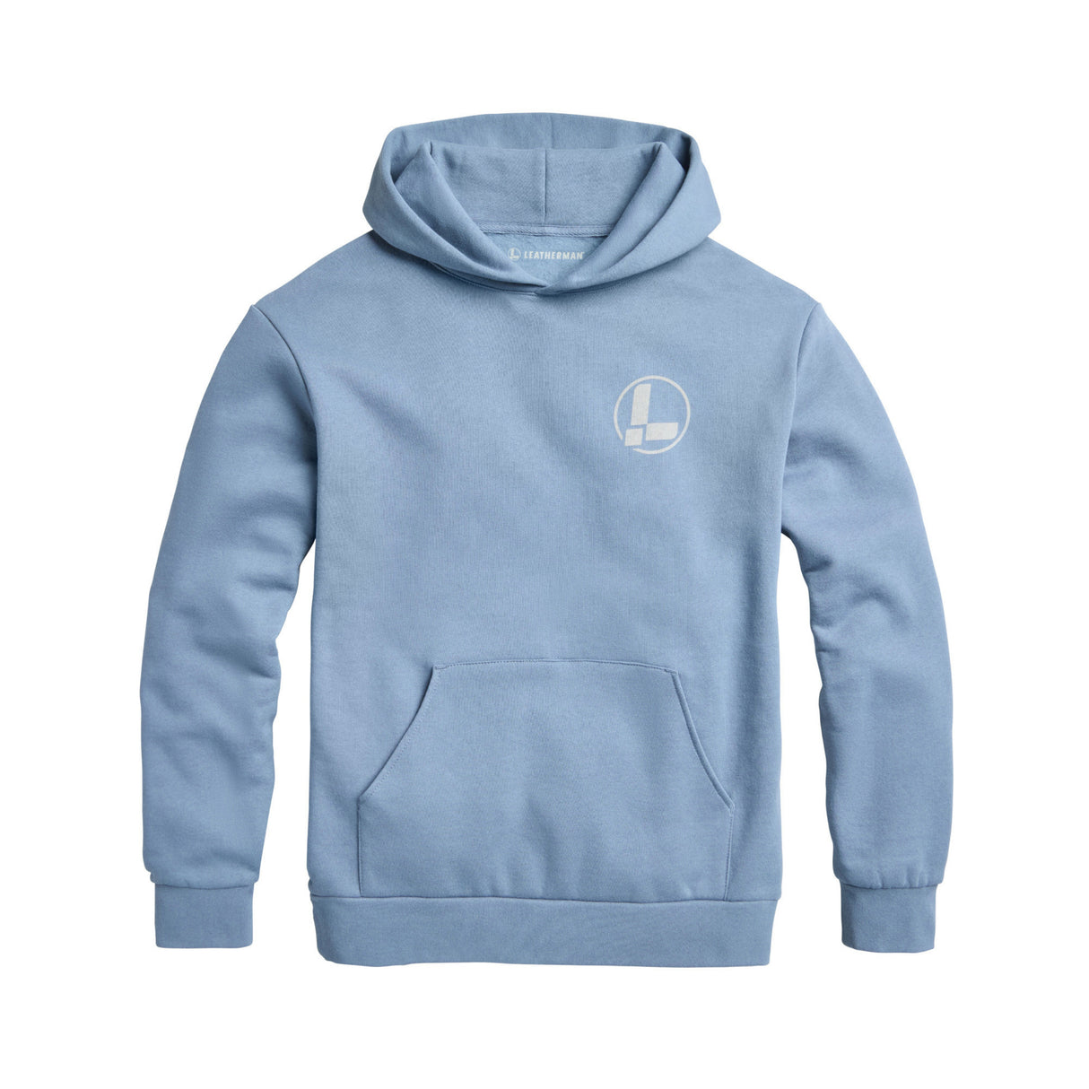 Translation missing: fr.Front of the Leatherman blue classic logo pullover hoodie