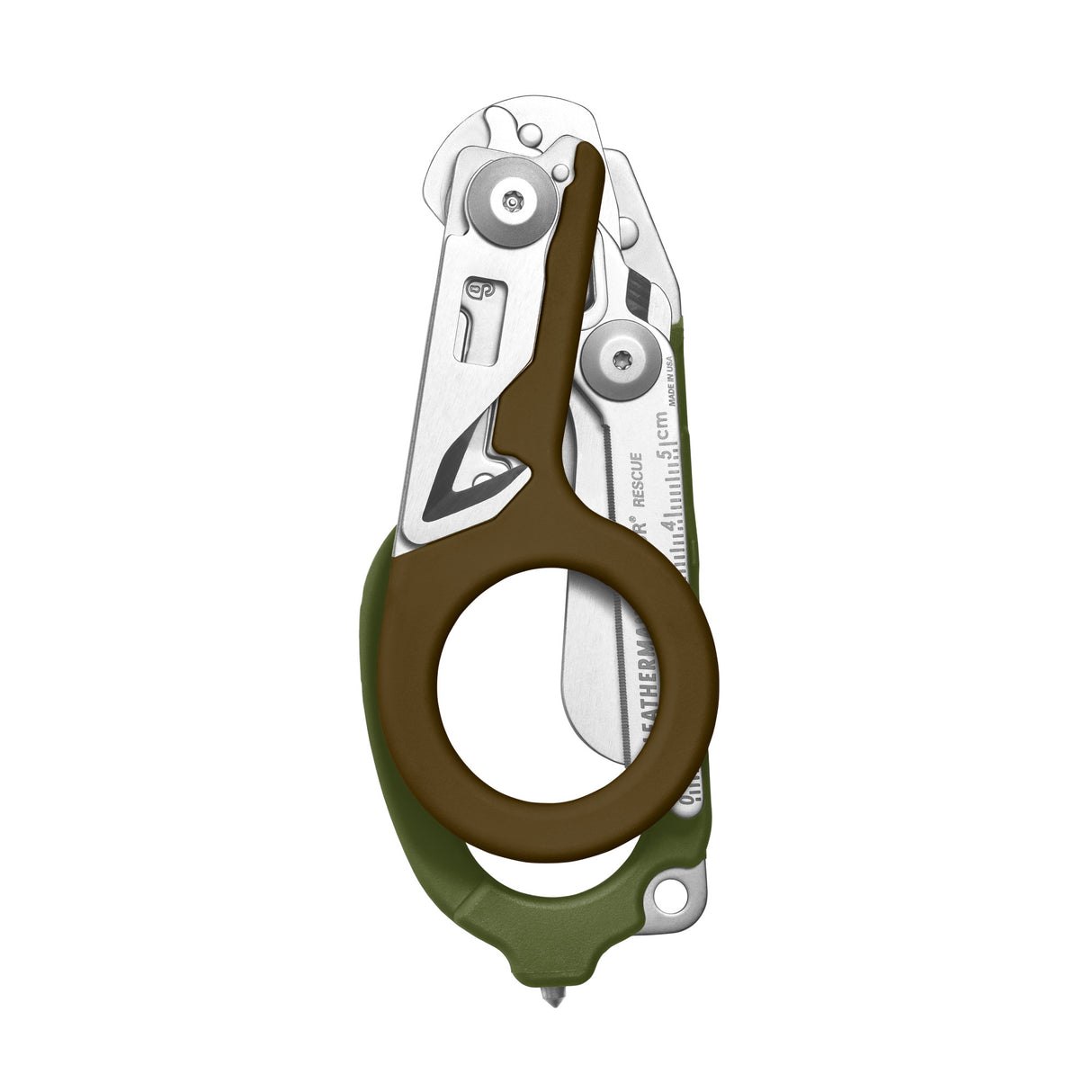 Translation missing: nl.Woodland Leatherman Raptor Rescue trauma shears folded, showcasing its compact size