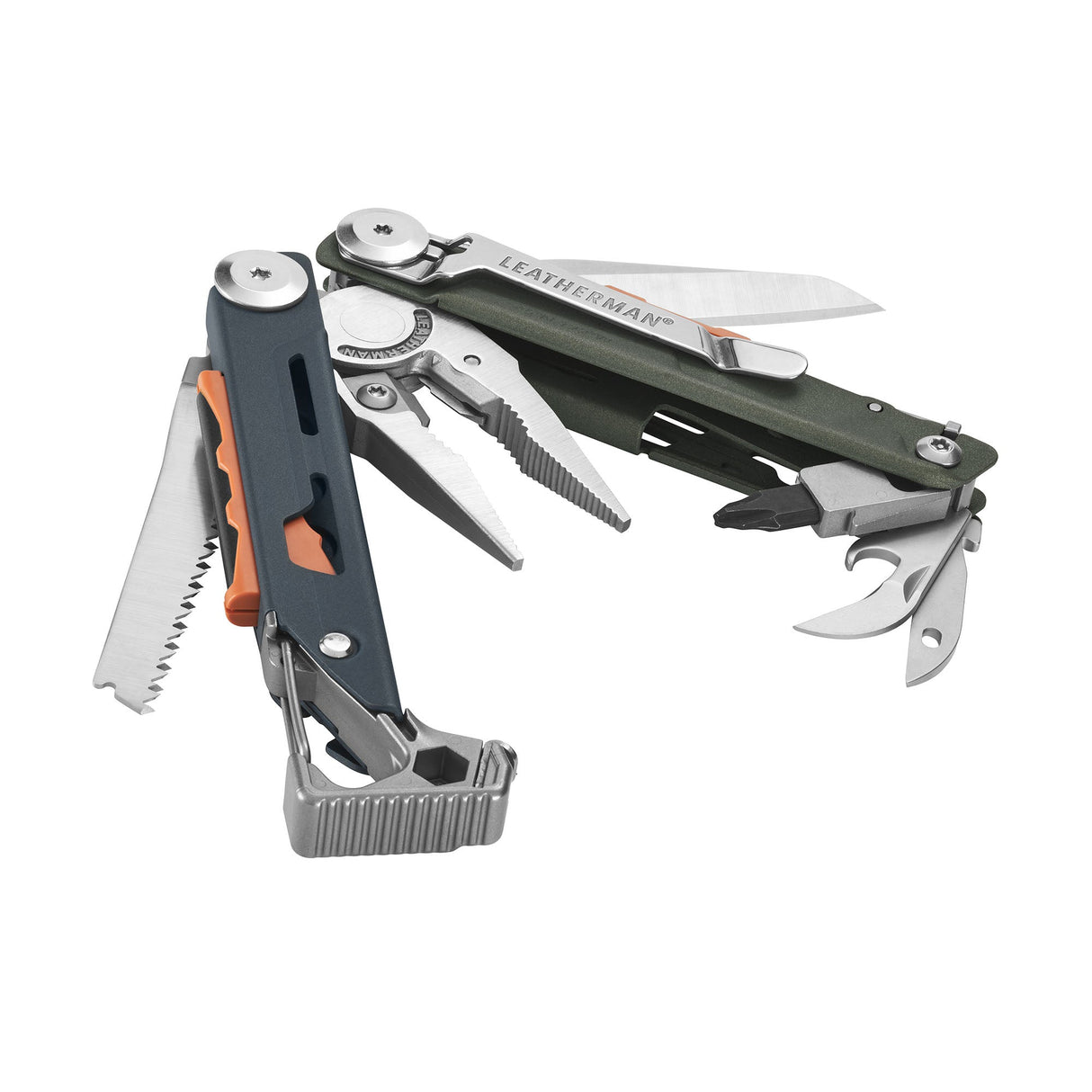 Translation missing: es.Signal® multitool in Tundrascape color shown open with pliers, blades, saw, and other tools extended