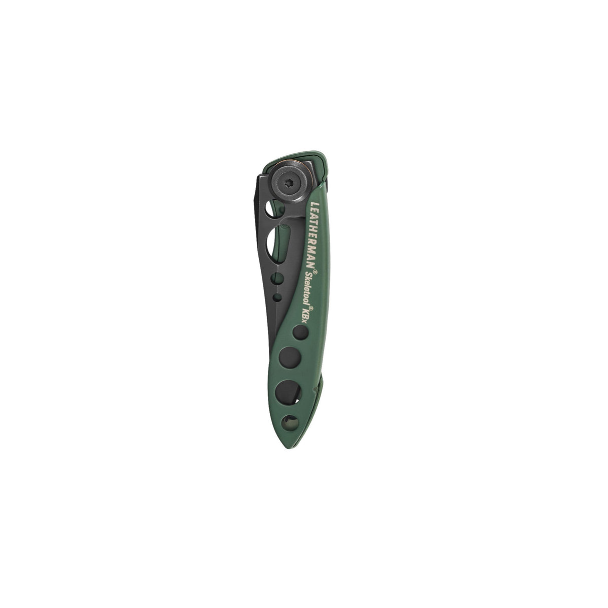 Translation missing: de.Closed Leatherman Skeletool KBX folding knife in OD Green with cutout handle design