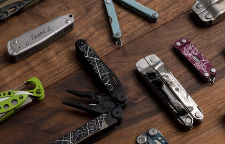 Translation missing: fr.A collection of customized Leatherman tools