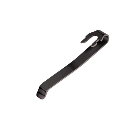 Translation missing: en.Back-side of the Black Leatherman Quick-Release Pocket Clip showing the connecting mechanism