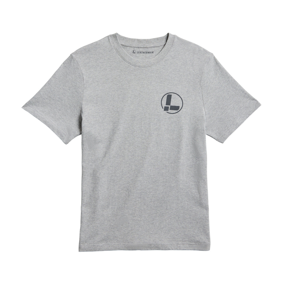 Translation missing: en.Front of the Leatherman grey classic logo tee showcasing the circular L Logo