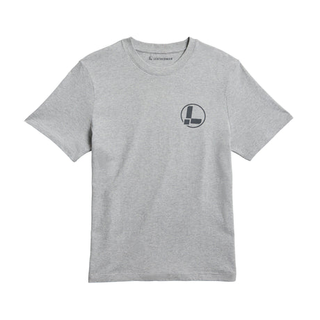 Translation missing: es.Front of the Leatherman grey classic logo tee showcasing the circular L Logo