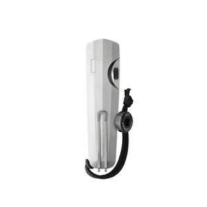 Translation missing: en.Leatherman Blazer Stainless Steel folding knife in closed position with brushed metal handle, deep-carry pocket clip, visible thumb slider, and attached black lanyard with branded bead, displayed on a white background