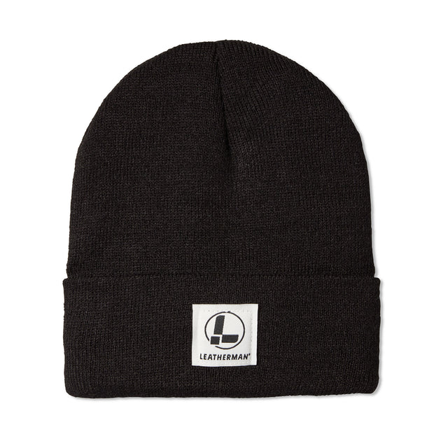 front side of leatherman beanie with logo