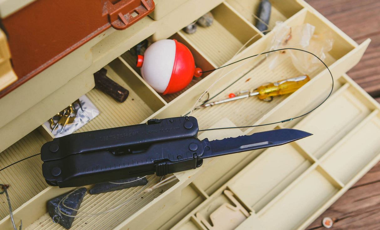 Supertool 300 EOD open on a tackle box