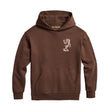 Translation missing: pl.Front of the brown Mr Wave pullover hoodie showing a small mascot designed like the leatherman Wave