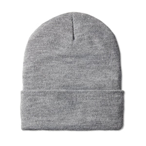 Back side of gray leatherman beanie