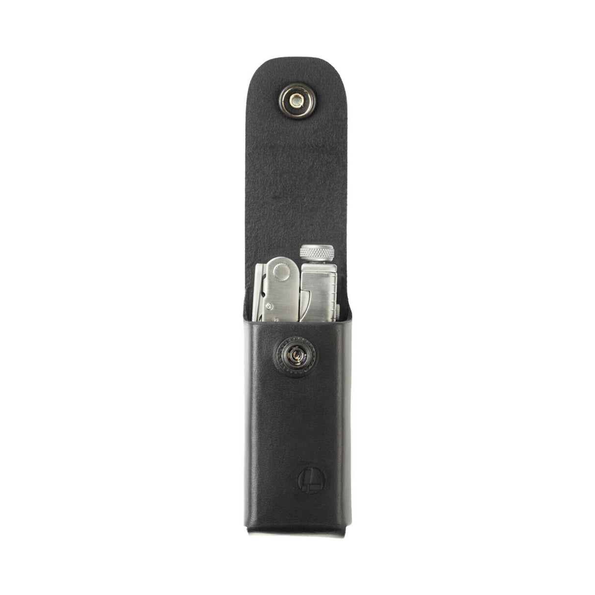 Leather Box Sheath Black 4.2" Open with tool inside