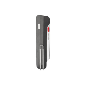 Translation missing: en.Leatherman Glider folding knife with a Jet Black textured handle, stainless steel blade, and red thumb stud, shown close on a white background