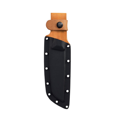 Translation missing: de.Black Pioneer™ knife sheath showcasing hybrid design with leather and Kydex, waterproof and durable for secure belt carry
