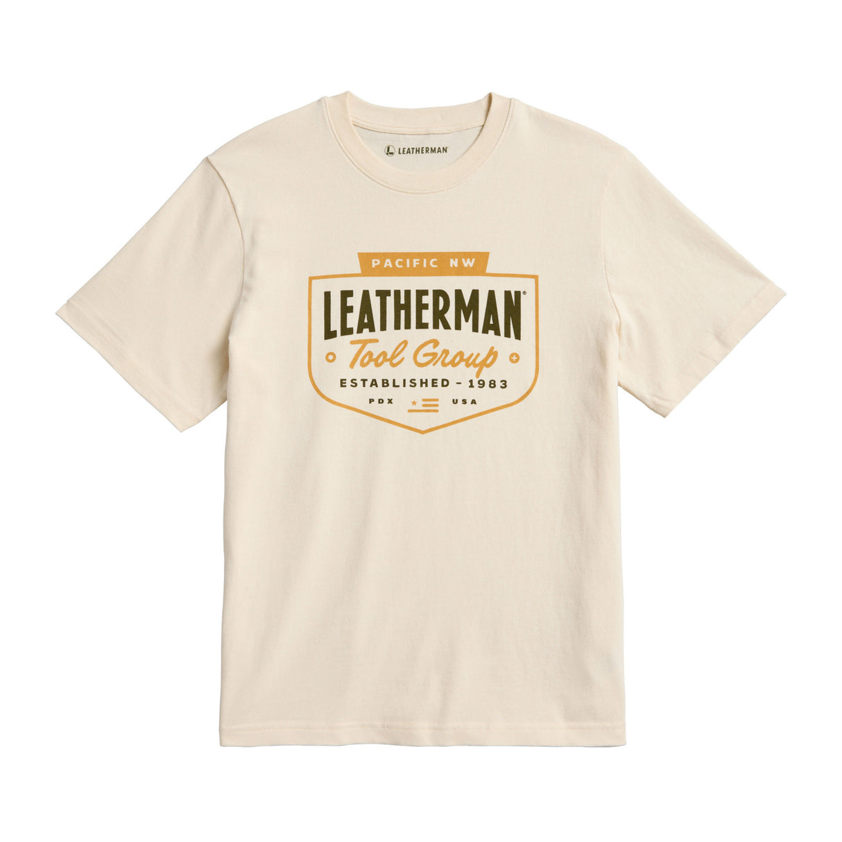 Translation missing: nl.Front of the Leatherman natural gold Pacific Northwest tee