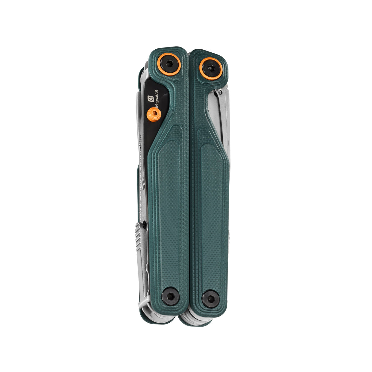 Translation missing: fr.Cascadia Leatherman Wave® Alpha multitool closed, showcasing its compact design, utility and MagnaCut blade label