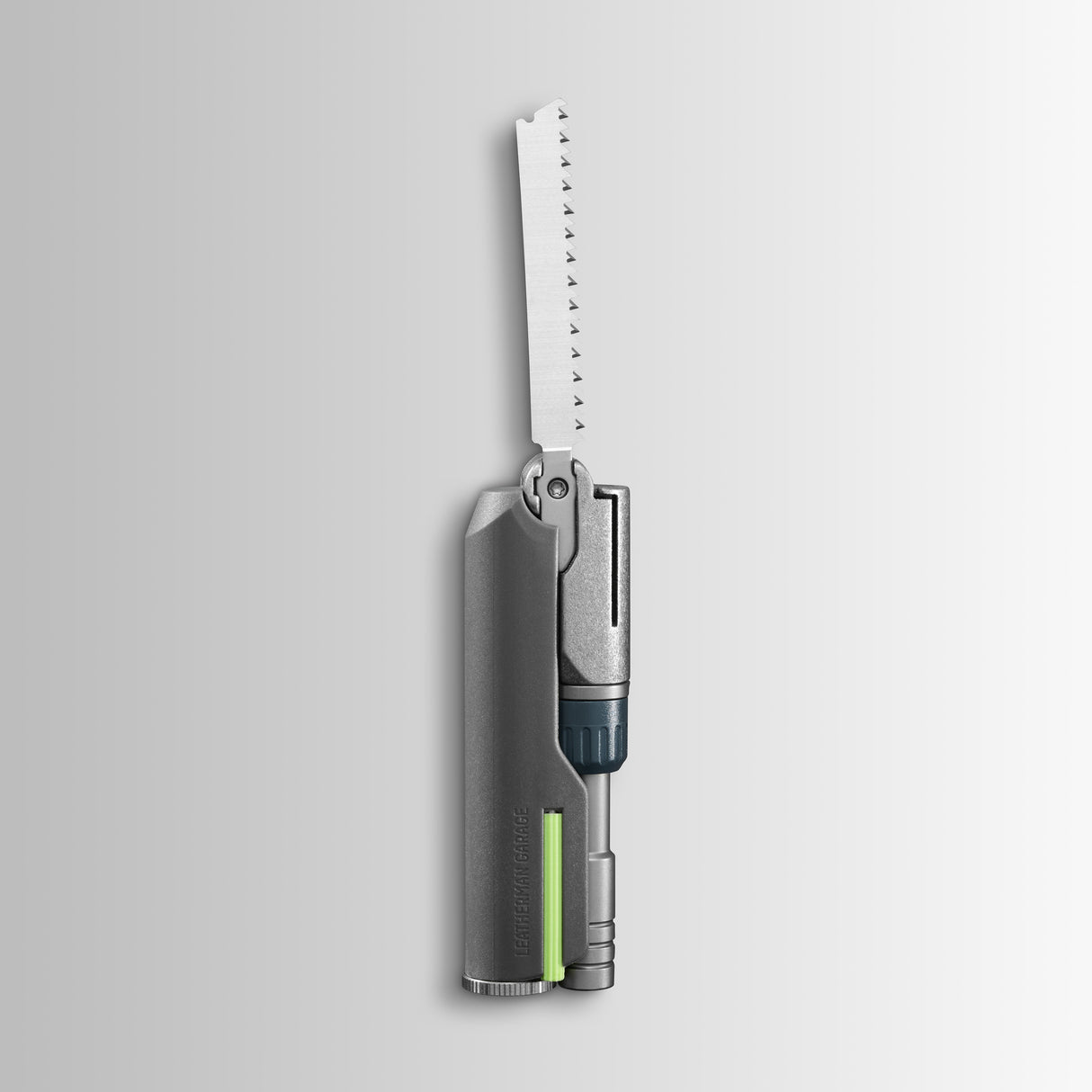 Translation missing: es.Batch #009: Adapter multitool with extended serrated saw blade in a compact, vertical configuration