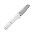 Translation missing: es.Leatherman Glider folding knife with alpine textured handle, stainless steel blade, and light blue thumb stud, shown open on a white background