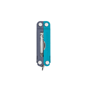 Translation missing: fr.Lavender Mist Leatherman Micra® multi-tool closed, showcasing the tweezers and Leatherman brand on one handle