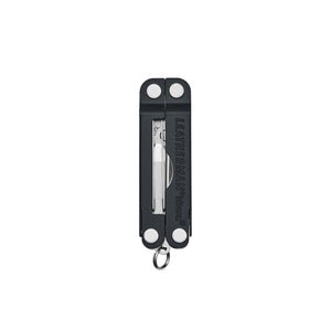 Translation missing: de.Black Leatherman Micra® multi-tool closed, showcasing its compact design and keychain attachment