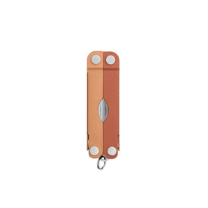 Translation missing: fr.Pumpkin Spice Leatherman Micra® multi-tool closed, showcasing its compact design and keychain attachment