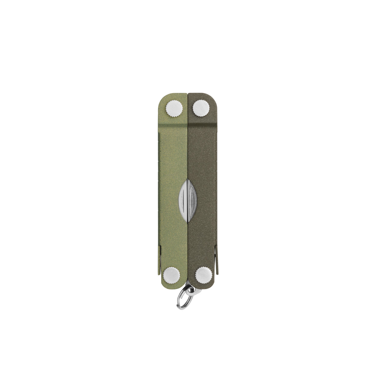 Translation missing: fr.Spruce Leatherman Micra® multi-tool closed, showcasing its compact design and keychain attachment