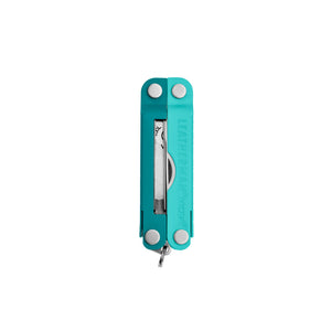 Translation missing: de.Parakeet Leatherman Micra® multi-tool closed, showcasing the tweezers and Leatherman brand on one handle