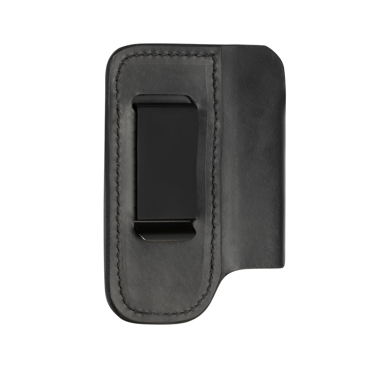 Translation missing: fr.Black premium leather sheath with stitched edges and centered belt clip