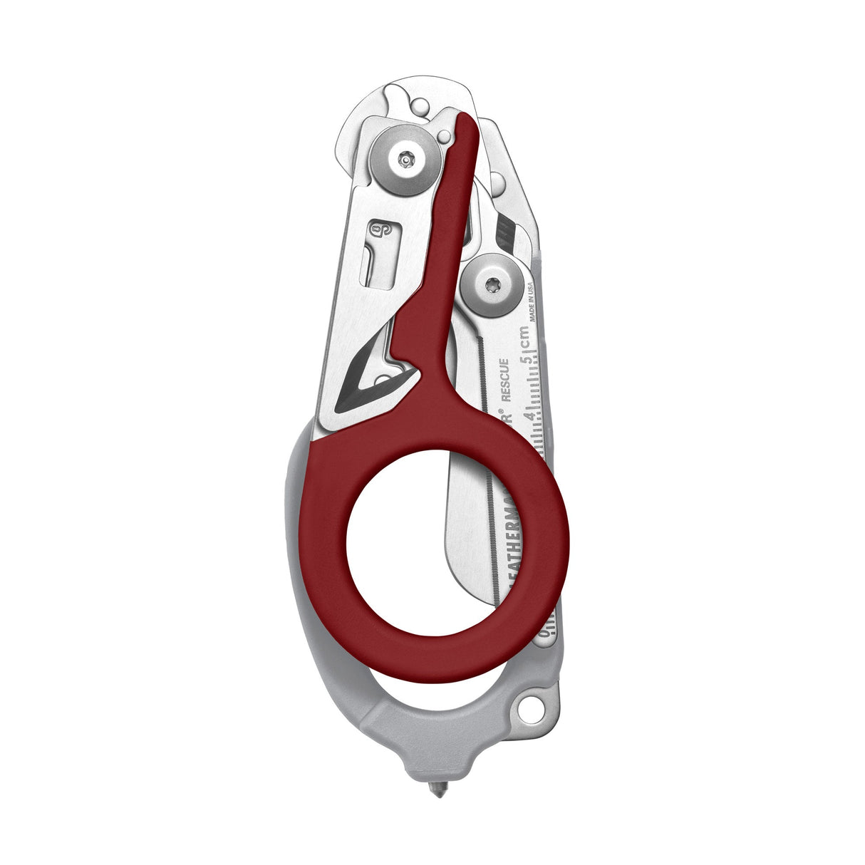 Translation missing: en.Garnet Leatherman Raptor Rescue trauma shears folded, showcasing its compact size
