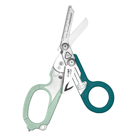 Translation missing: pl.Open Icy Mint Leatherman Raptor Rescue trauma shears with premium scissors and various tools