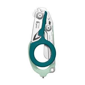 Translation missing: es.Icy Mint Leatherman Raptor Rescue trauma shears folded, showcasing its compact size