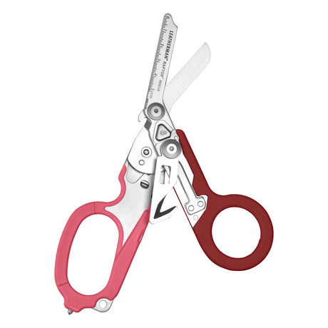 Translation missing: pl.Open Raspberry Leatherman Raptor Rescue trauma shears with premium scissors and various tools