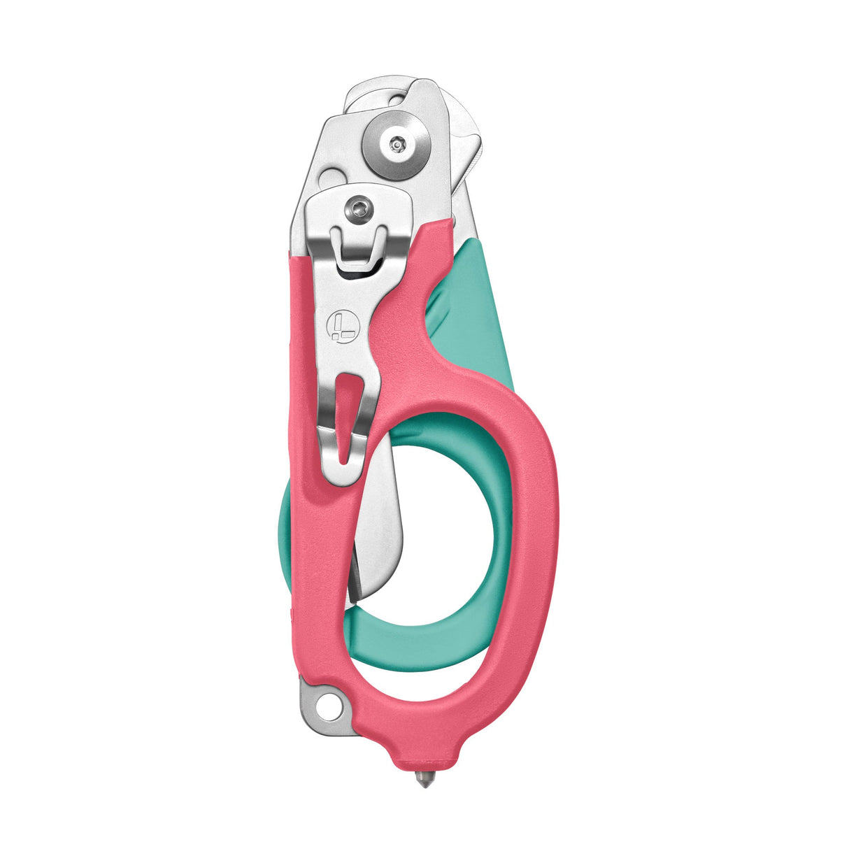 Translation missing: en.South Beach Leatherman Raptor Rescue trauma shears folded, featuring the pocket clip and lanyard hole