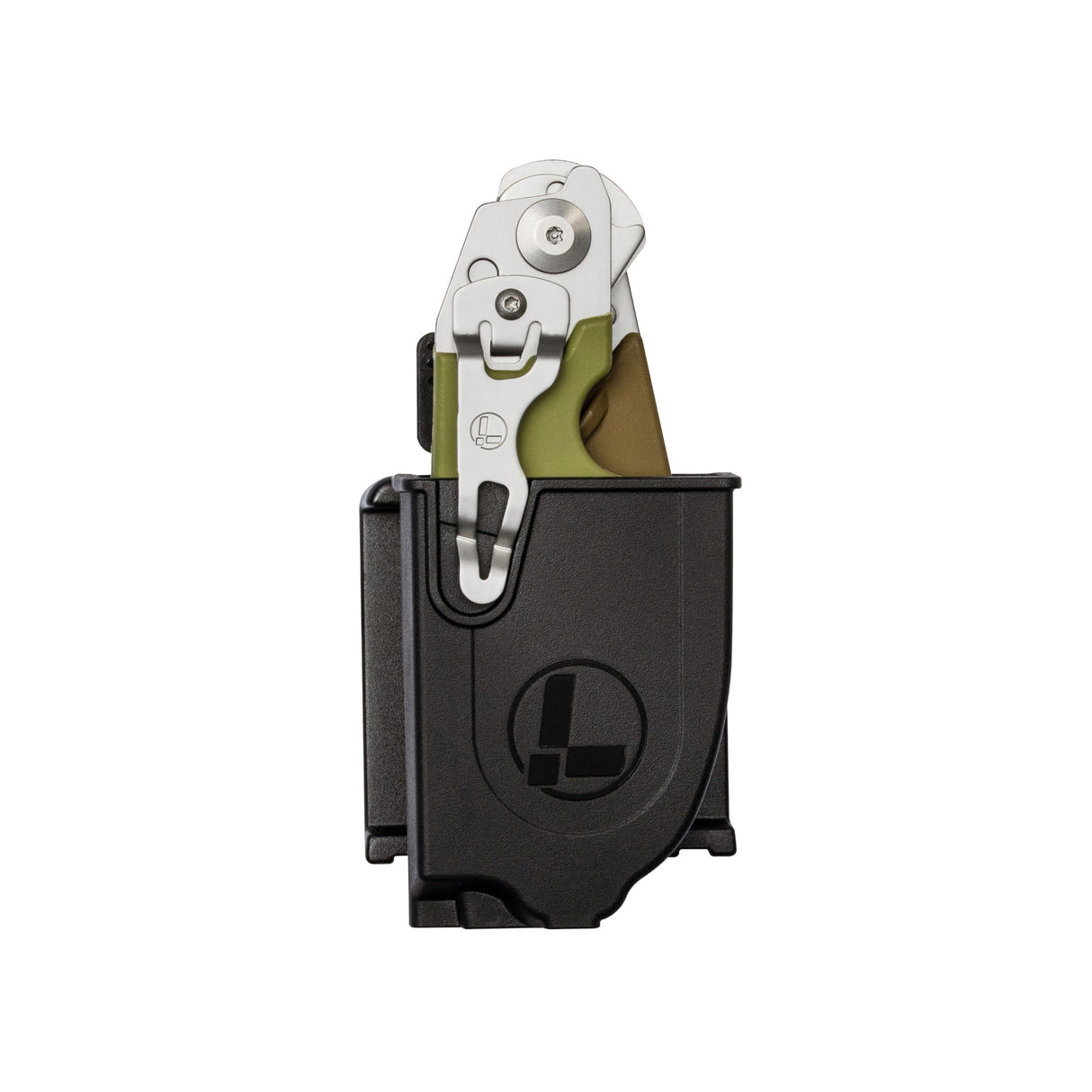 Translation missing: nl.Black Raptor® Rescue holster with a folded Leatherman Raptor® Rescue inside