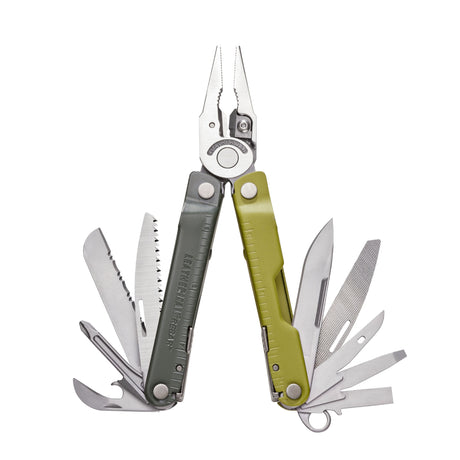 Translation missing: pl.Mossy Slate Leatherman Rebar® multi-tool with pliers and various tools, showcasing the durable design and ergonomic handles