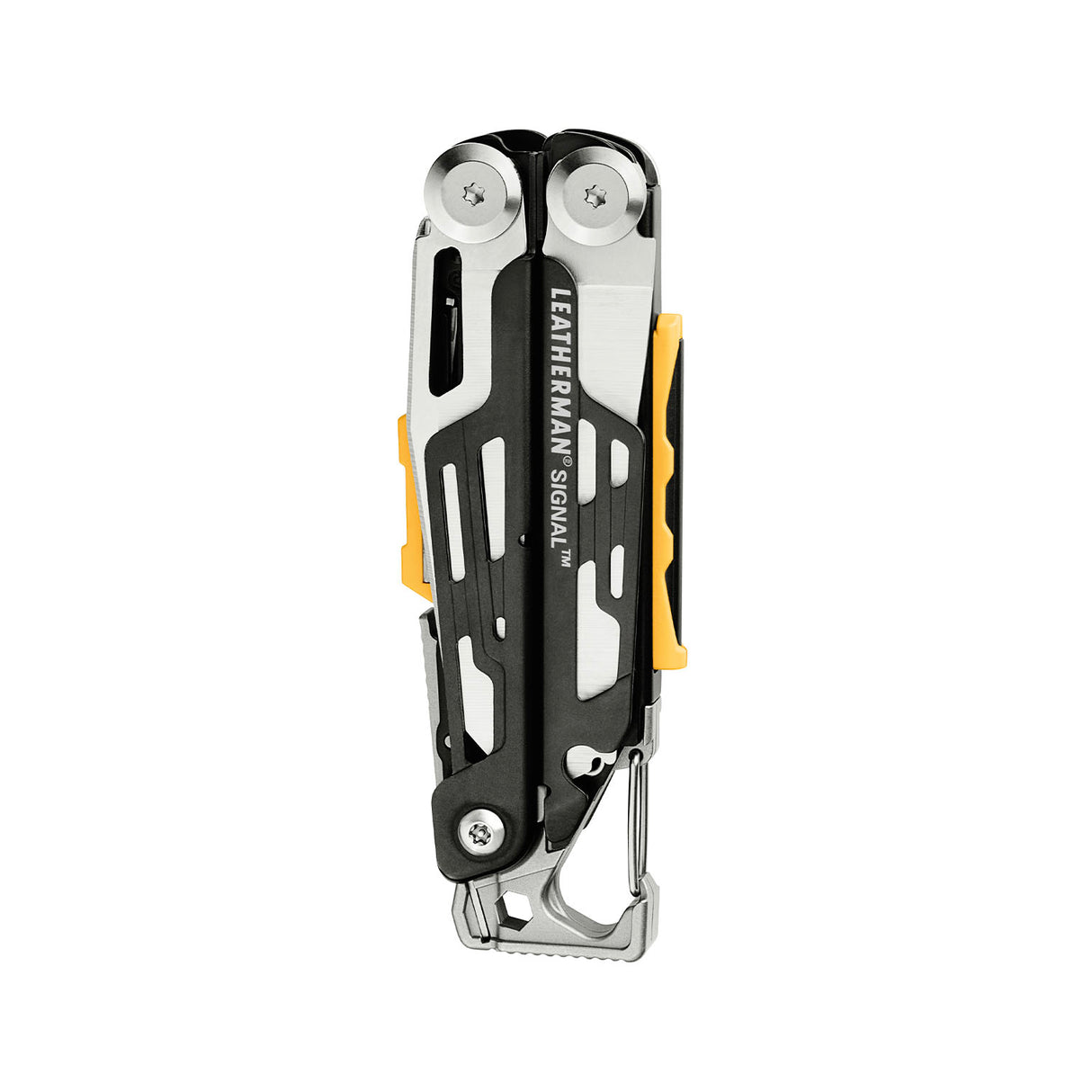 Translation missing: fr.Black and stainless Leatherman Signal® multi-tool closed, showcasing its compact design