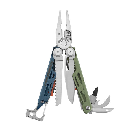 Translation missing: it.Tundrascape Leatherman Signal® multi-tool showcasing pliers, blades, and other essential features for outdoor adventures