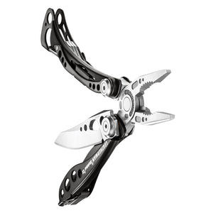 Translation missing: fr.Black &amp; Stainless Leatherman Skeletool® CX multi-tool beauty image showing the various tools and features