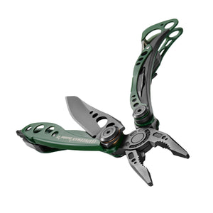 Translation missing: es.OD Green Leatherman Skeletool® CX beauty image showing the various tools and features