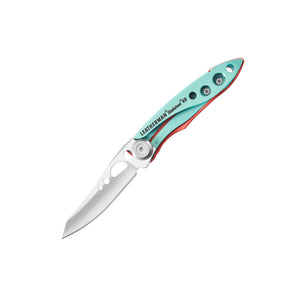 Translation missing: pl.Leatherman Skeletool KB folding knife with silver blade and Paradise handle featuring cutout details
