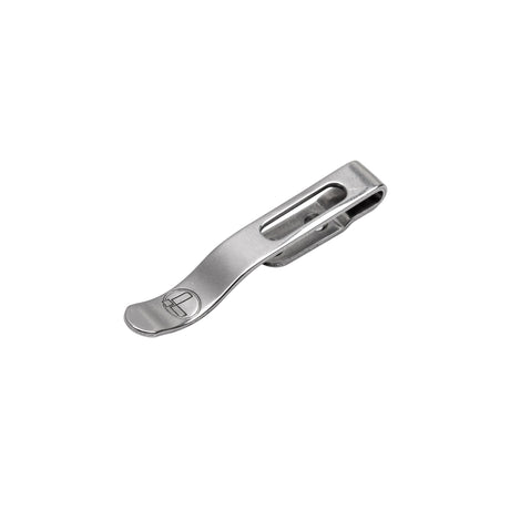 Translation missing: es.Leatherman two-screw pocket clip made of stainless steel displayed on a white background